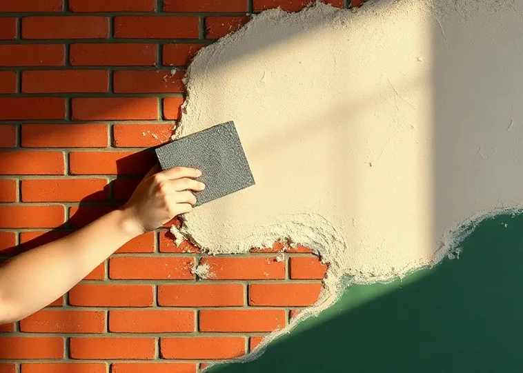 Application d'un enduit décoratif à la lisseuse sur un mur