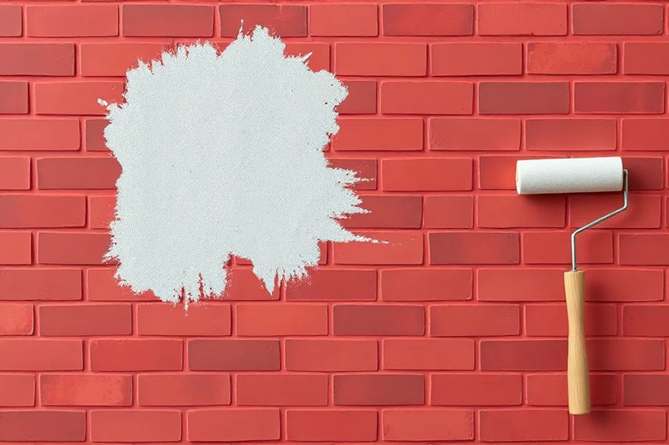 Outils de peinture disposés dans l'ordre des étapes du chantier